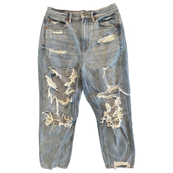 American Eagle Highest Rise 90s Boyfriend Jeans Sz 6 Distressed Ripped Relax Fit - Picture 1 of 11